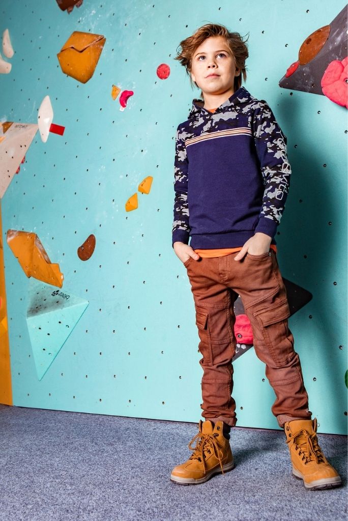 Boys Brown Cargo Jeans | Front View
