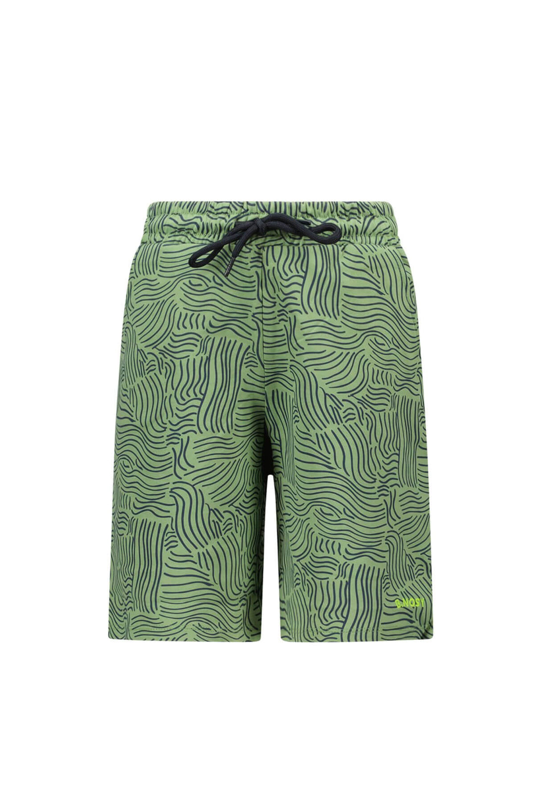 Green patterned shorts Paul with a drawstring on a white background