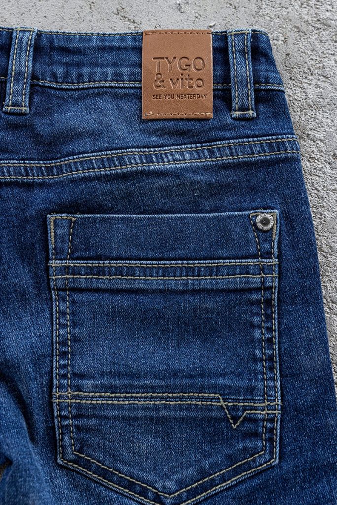 Boys Skinny Jeans Dark Used by TYGO & vito | Back Pocket View