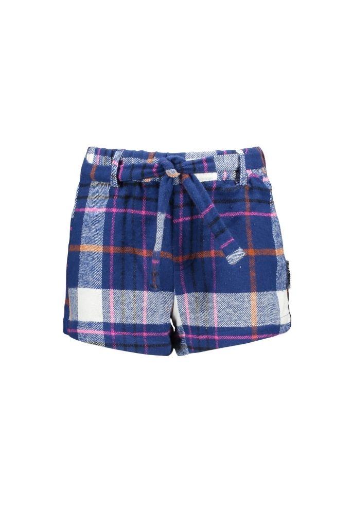Girls Blue Check Shorts by B.Nosy | Front View