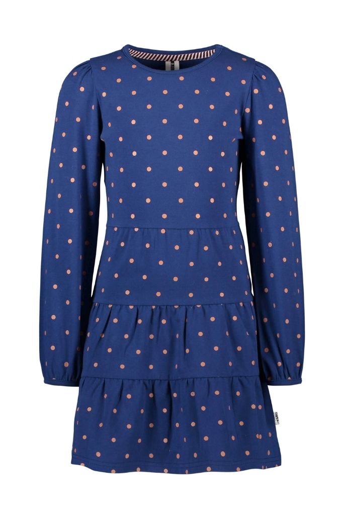 Long Sleeve Polka Dot Dress in Blue by B.Nosy | Front View