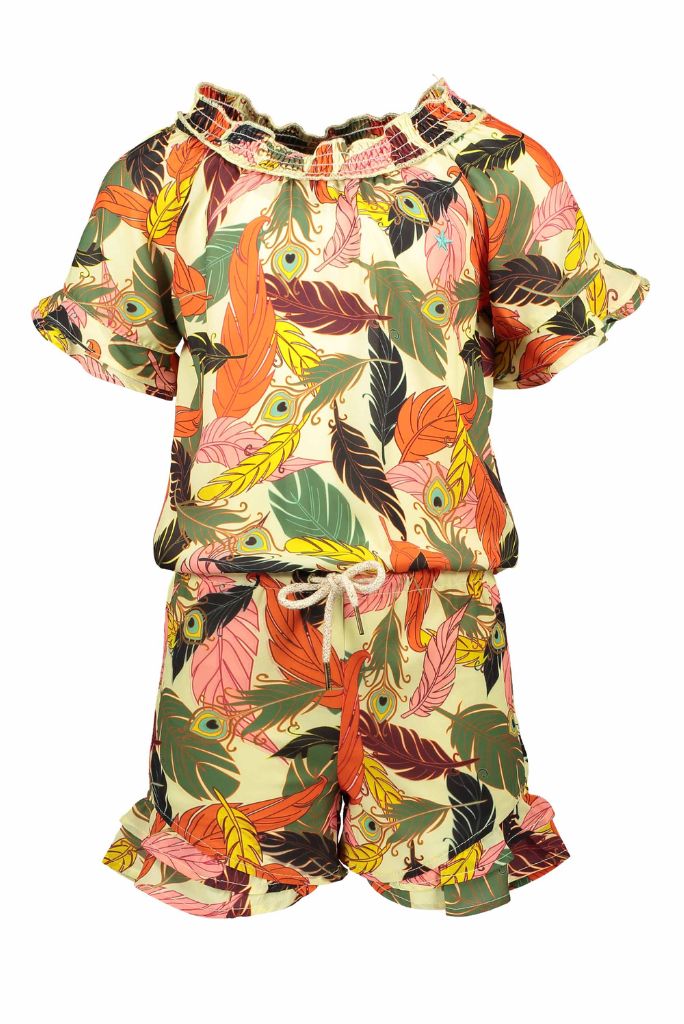 Like FLO Girls Feather Print Playsuit - front
