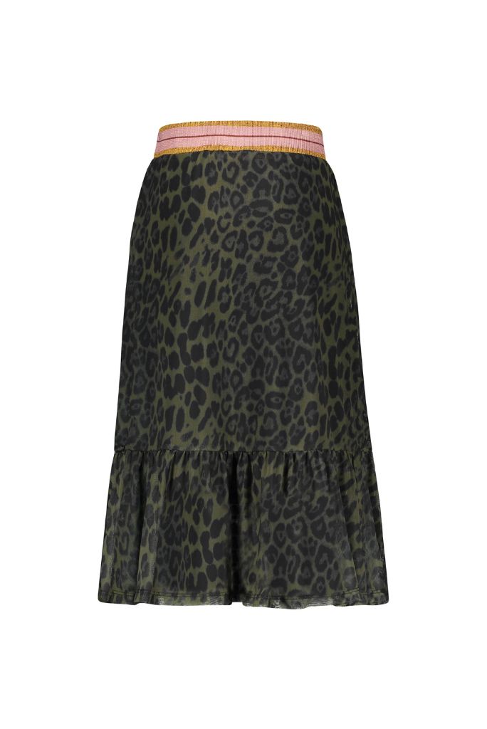 Girls Maxi Skirt - Green Leopard