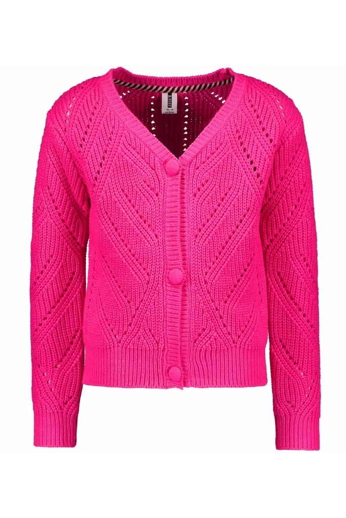 Girls Knit Cardigan in Pink by B.Nosy | Front View