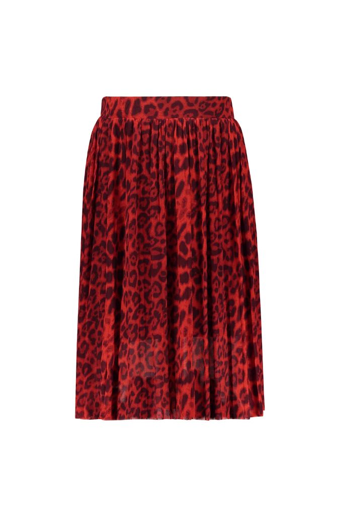 Girls Maxi Skirt with Red Leopard Print by Like FLO| Front View