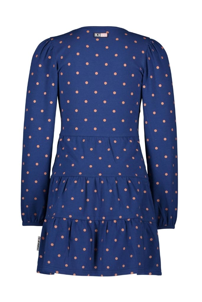Long Sleeve Polka Dot Dress in Blue by B.Nosy | Back View