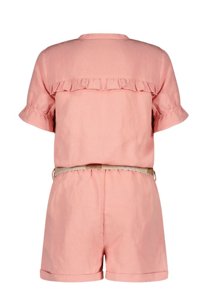 Girls Pink Linen Playsuit | Back View