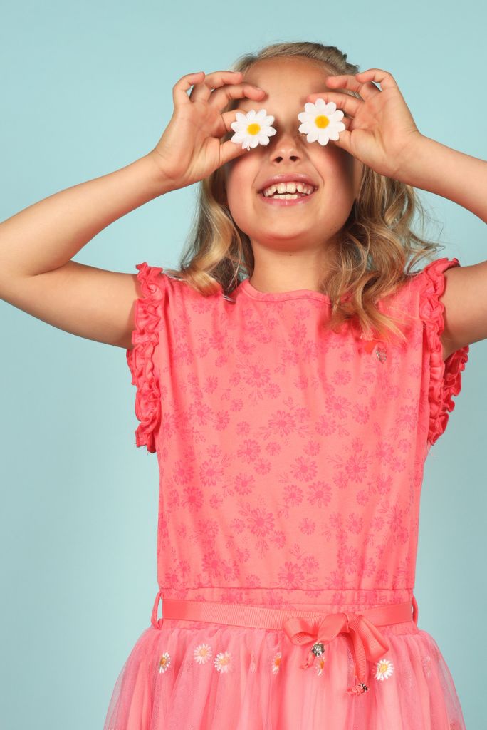 SQUID Daisy Embroidered Tulle Dress Pink