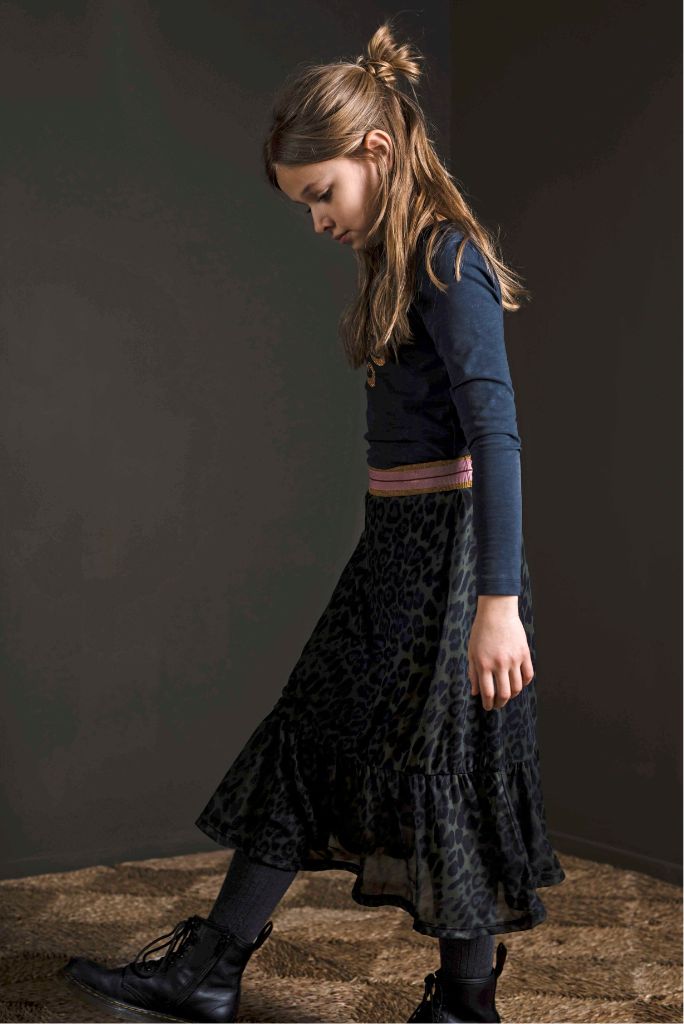 Girls Maxi Skirt - Green Leopard