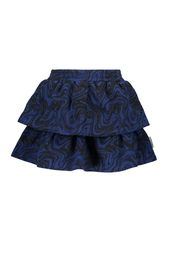 Girls Blue Marble Frill Skirt
