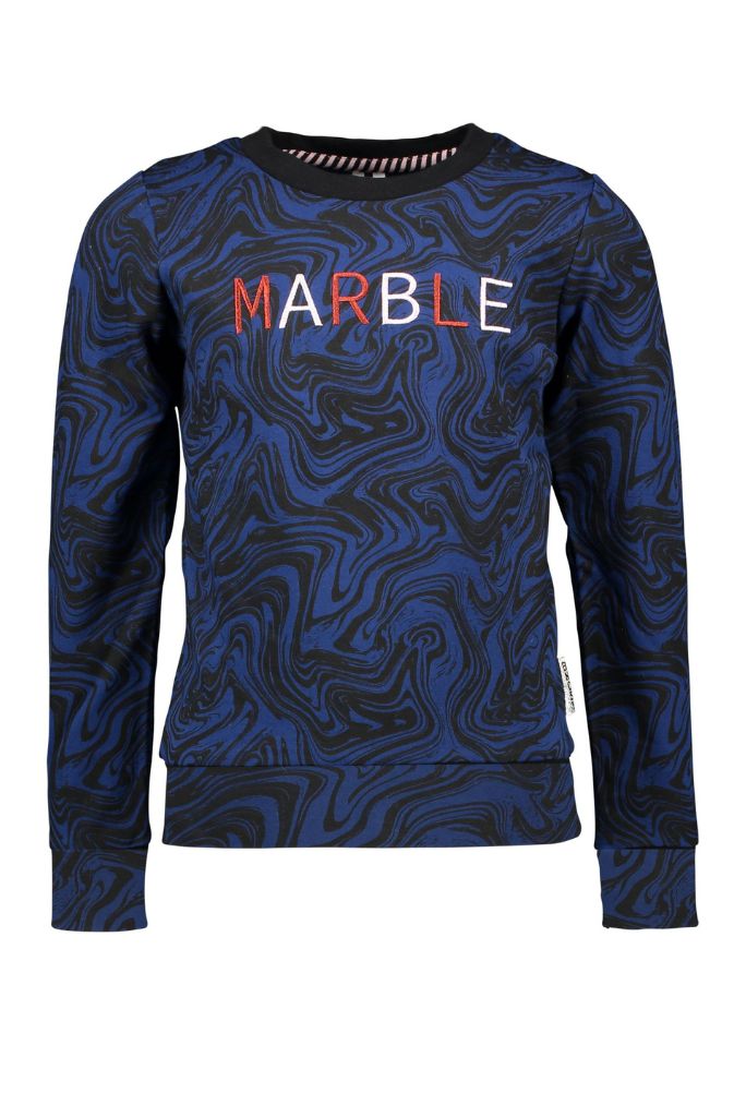 B.Nosy Girls Marble Blue Sweatshirt | Front View