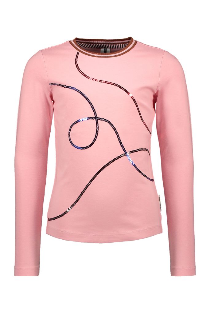 Girls Pink Long Sleeve Embroidered Tee