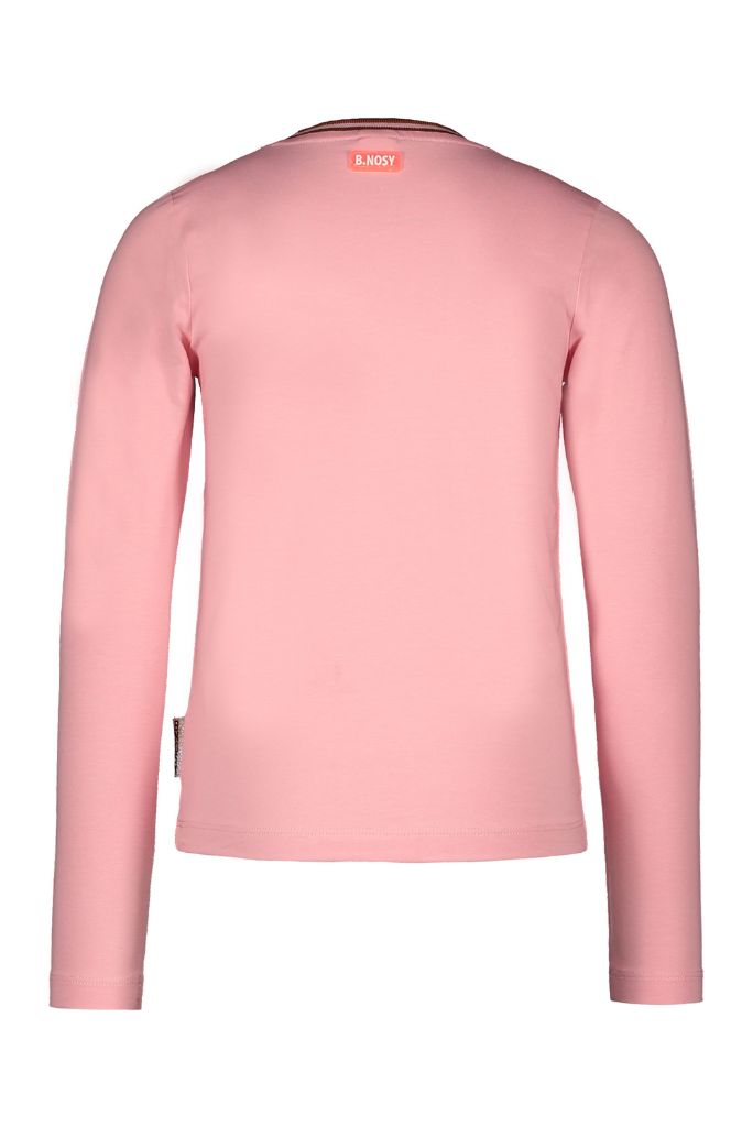 Girls Pink Long Sleeve Embroidered Tee