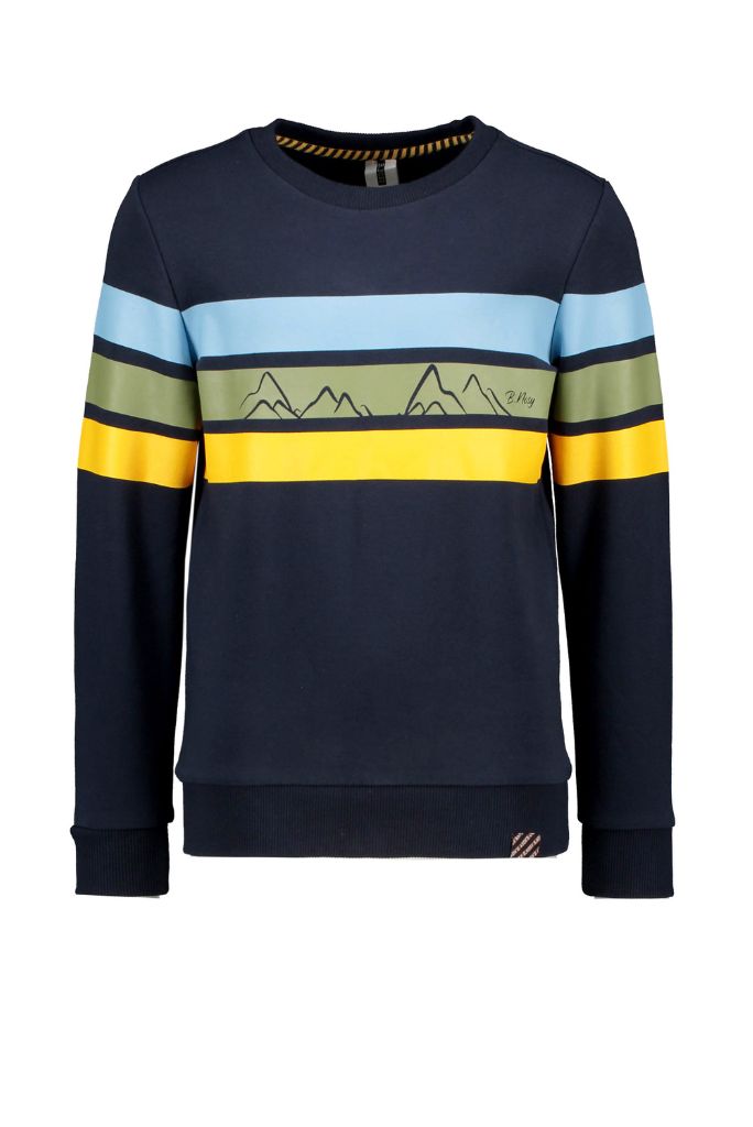 Boys Blue Jumper with stripes | Front View