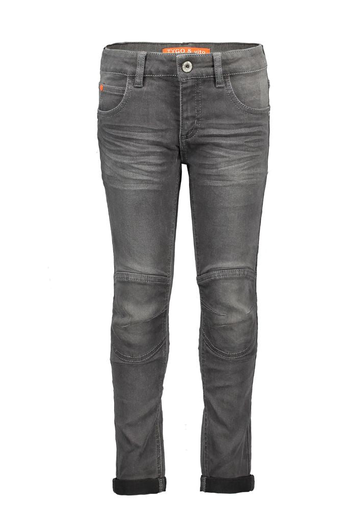 Boys Padded Knee Skinny Jeans - Grey - front