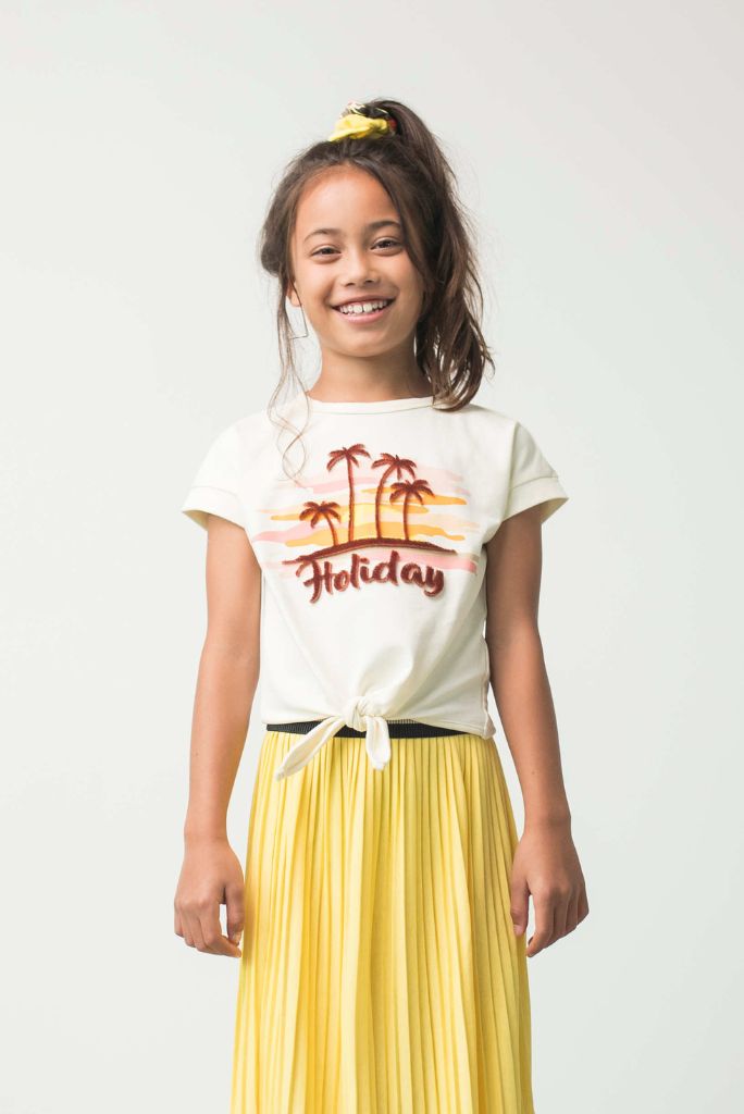 Girls Knotted Sweat Tee - Off White