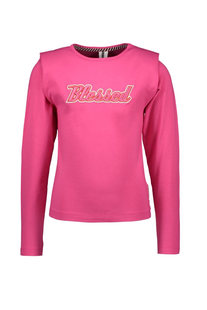 Shoulder Pad Long Sleeve Top in Pink