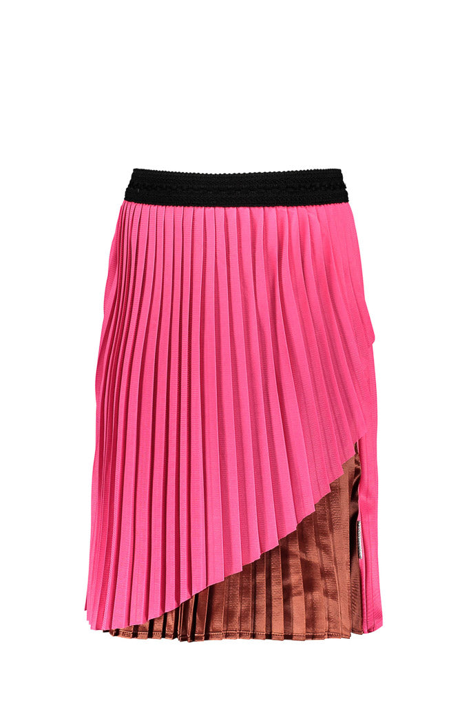 Girls Pleated Zigzag Print Skirt