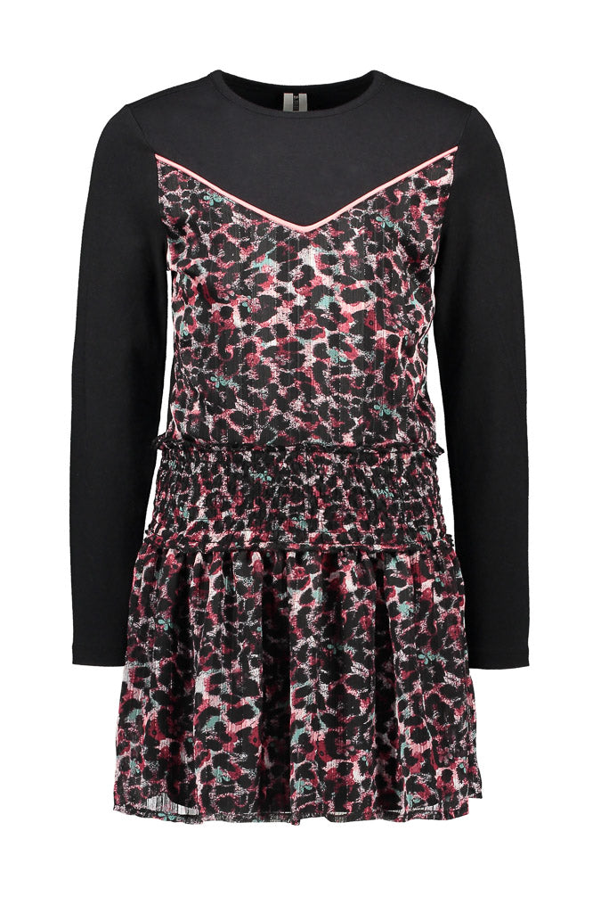 Long Sleeve Multicolour Leopard Print Dress