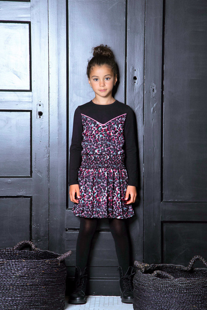 Long Sleeve Multicolour Leopard Print Dress