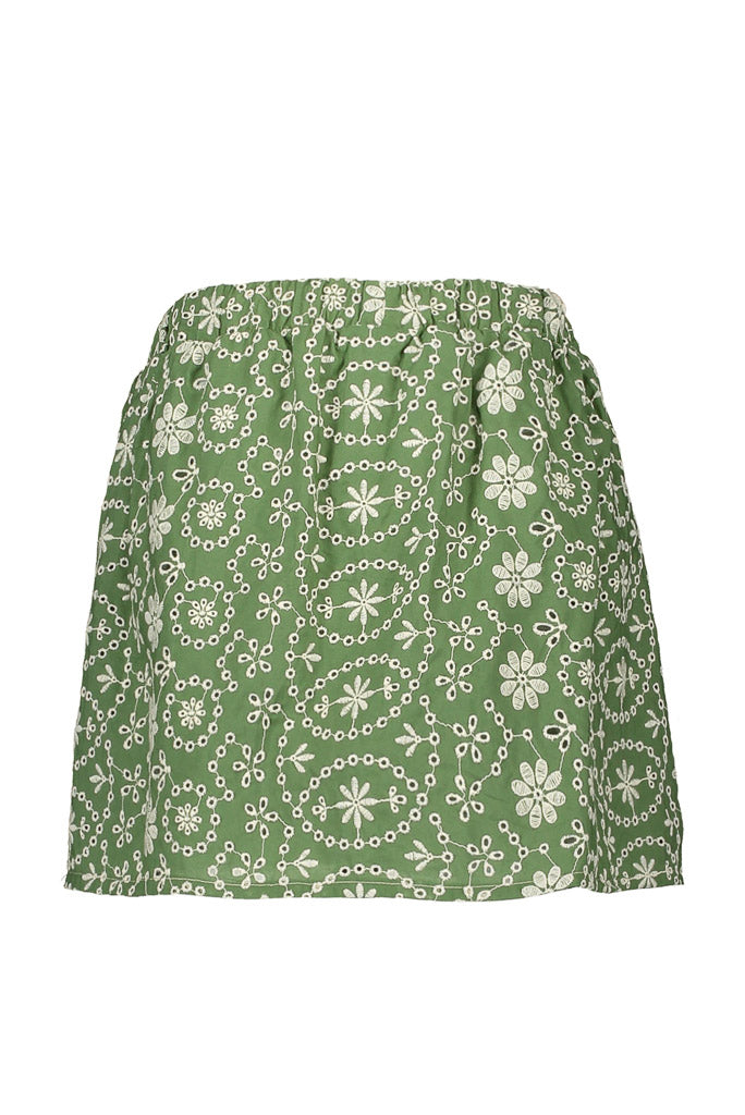 Skirt With Embroidery - Army Green