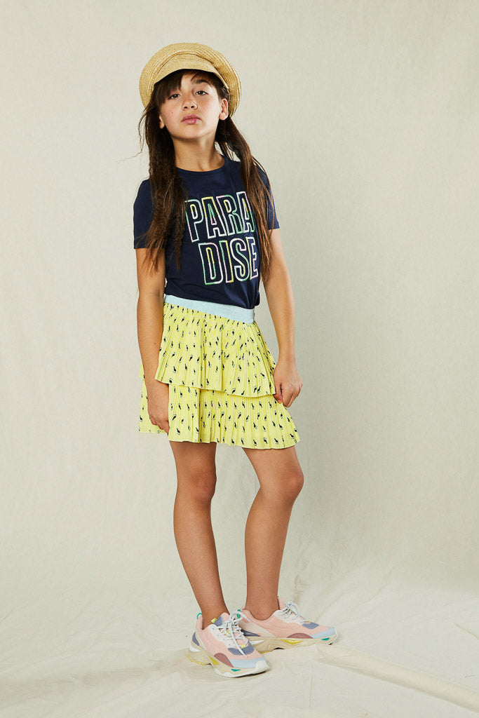NONO Girls Nikki Pleated Ruffle Skirt - Yellow