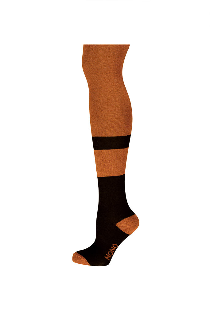 Girls Brown Colour Block Tights