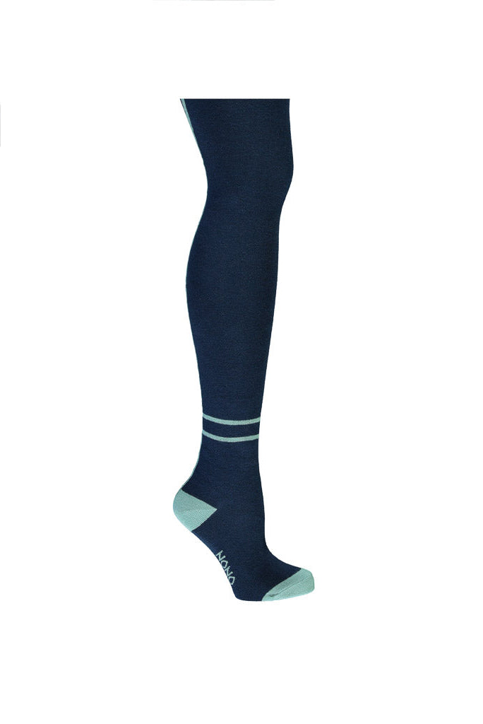Girls Blue Tights with Stripe Back