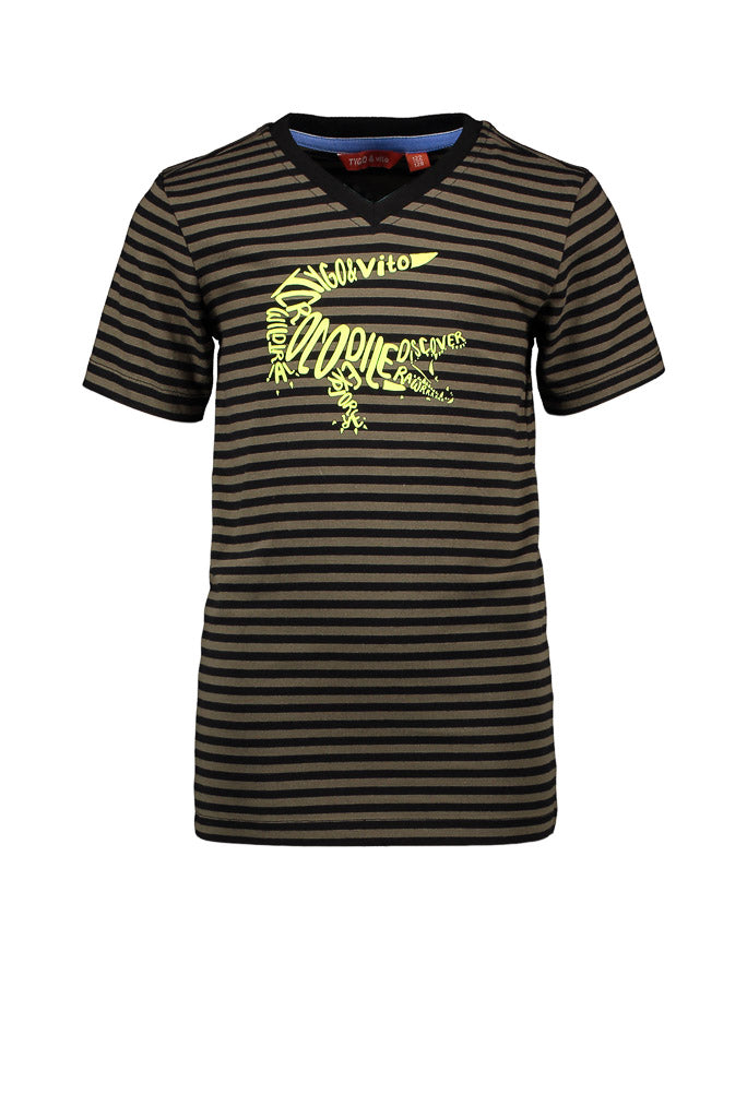 TYGO Boys Organic Stripe Crocodile T-Shirt