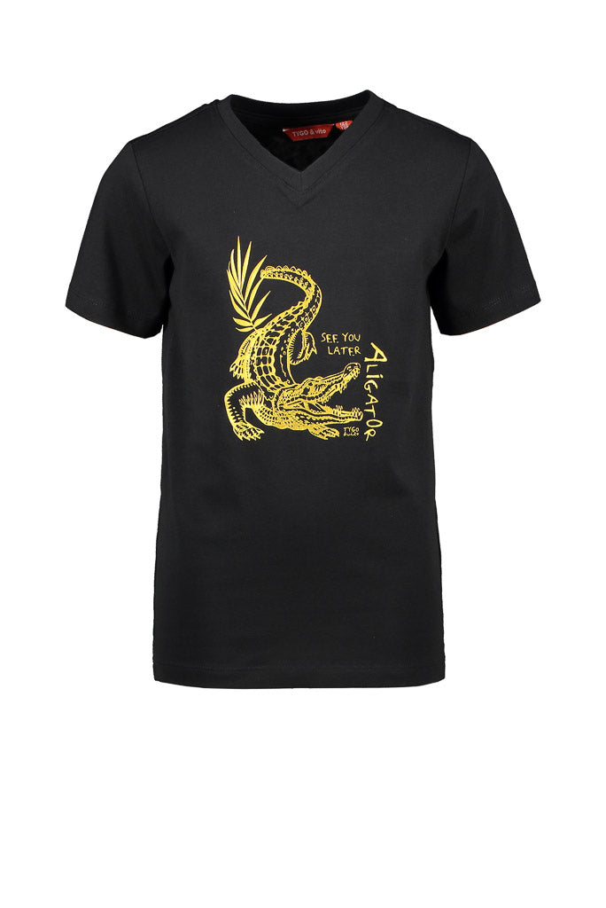 TYGO Organic Black T-Shirt CROCODILE