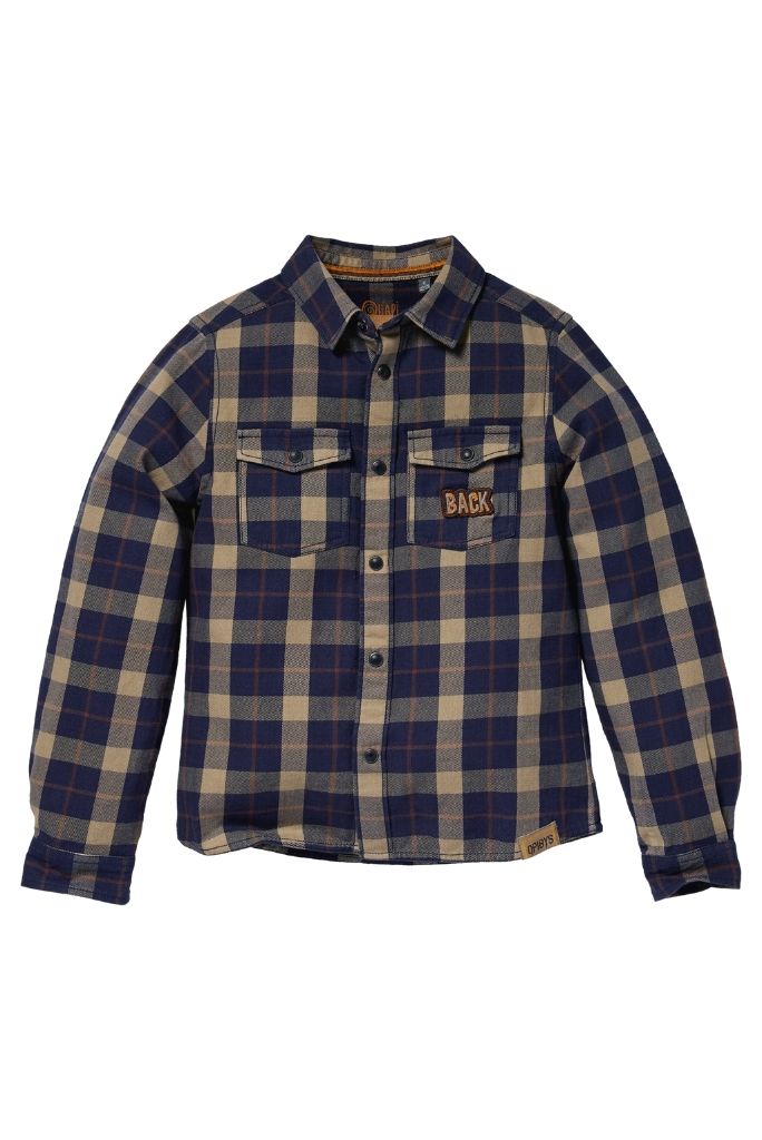 Boys Long Sleeve Check Shirt Klaas by Quapi | Front View