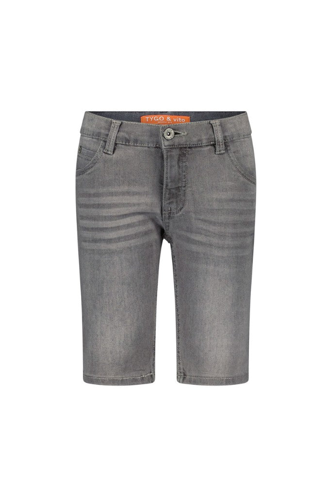 Boys Denim Shorts in Grey by TYGO&vito  | Front view