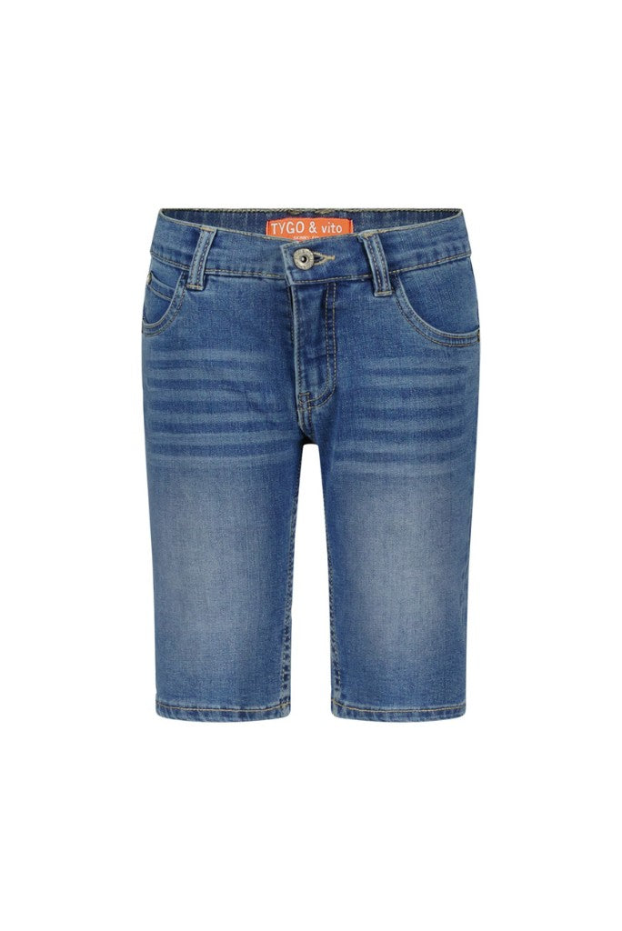 Blue denim shorts Quinn on a white background