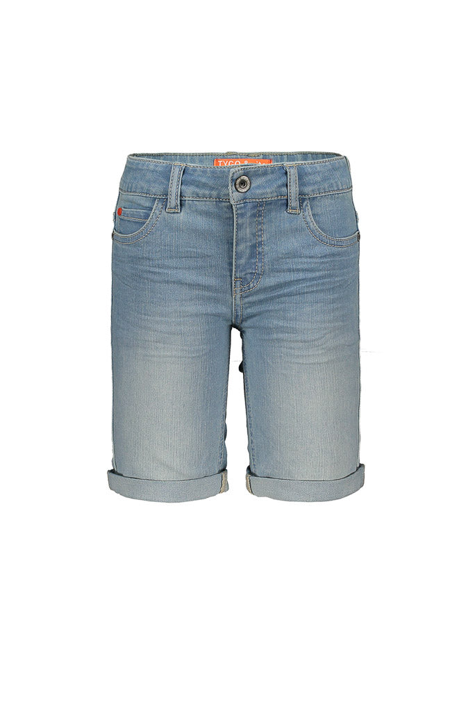 Boys Denim Shorts in Used Blue by TYGO&vito | Front View