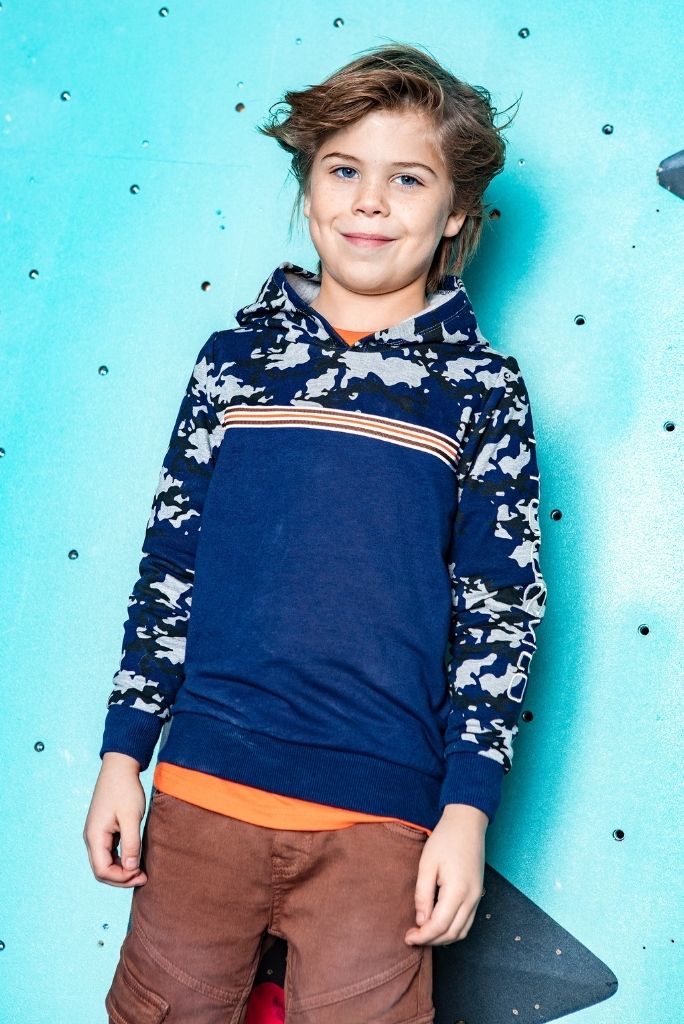 Boys Fleece Contrast Camo Hoodie