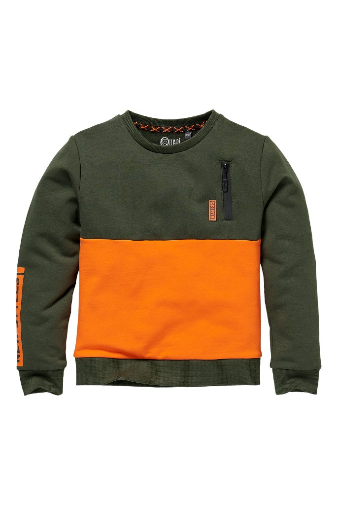 Boys Kenan Green Jumper by Quapi | Front View