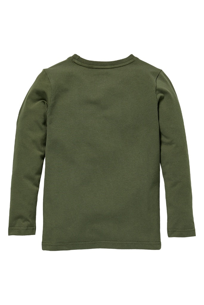 Boys Kamra Green Long Sleeve Top | Back View