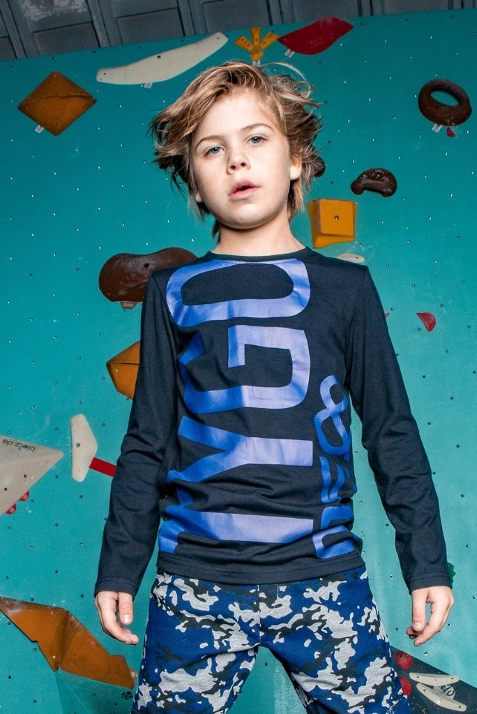 Boys Organic Cotton Black Long Sleeve Tee 