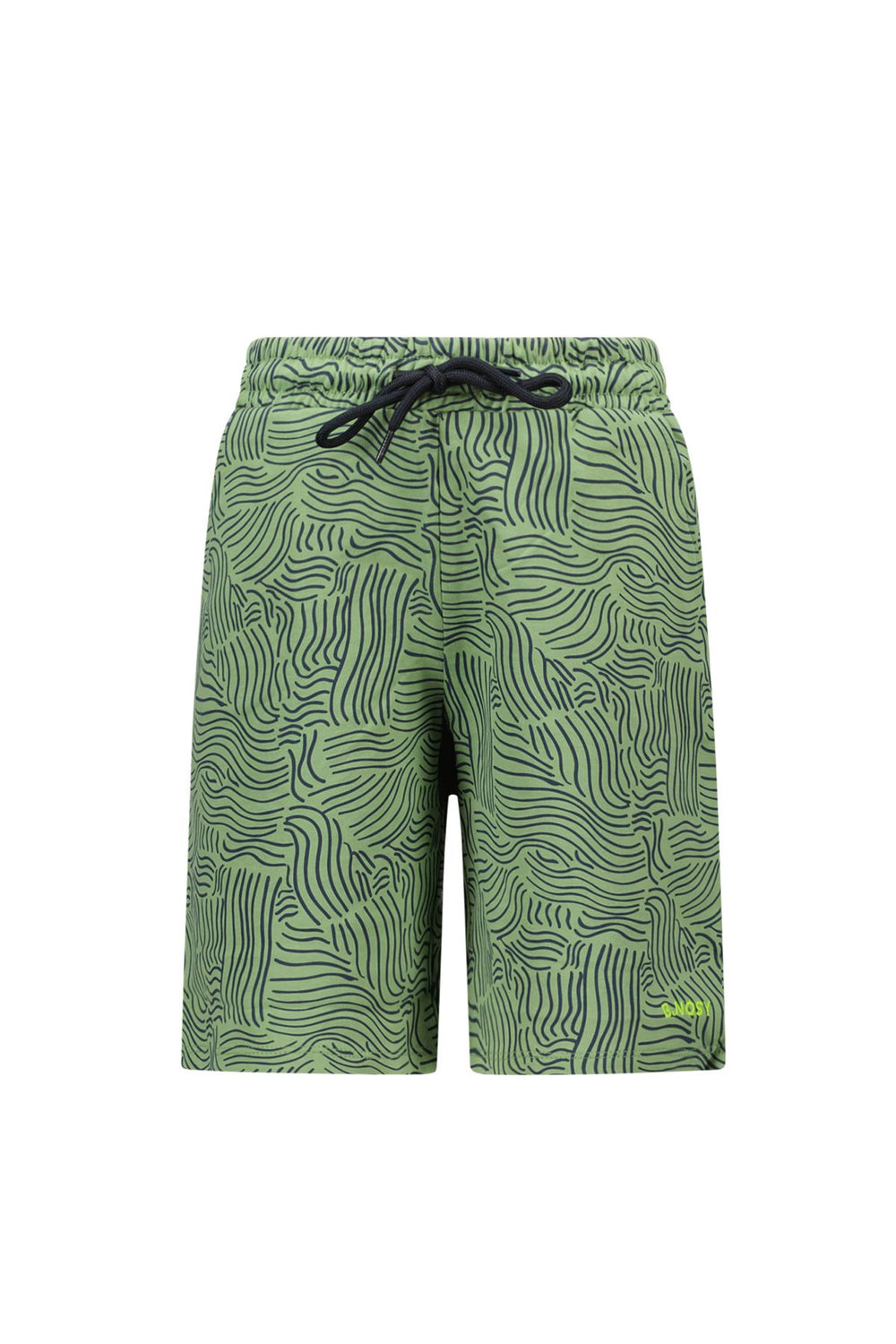 Green patterned shorts Paul with a drawstring on a white background