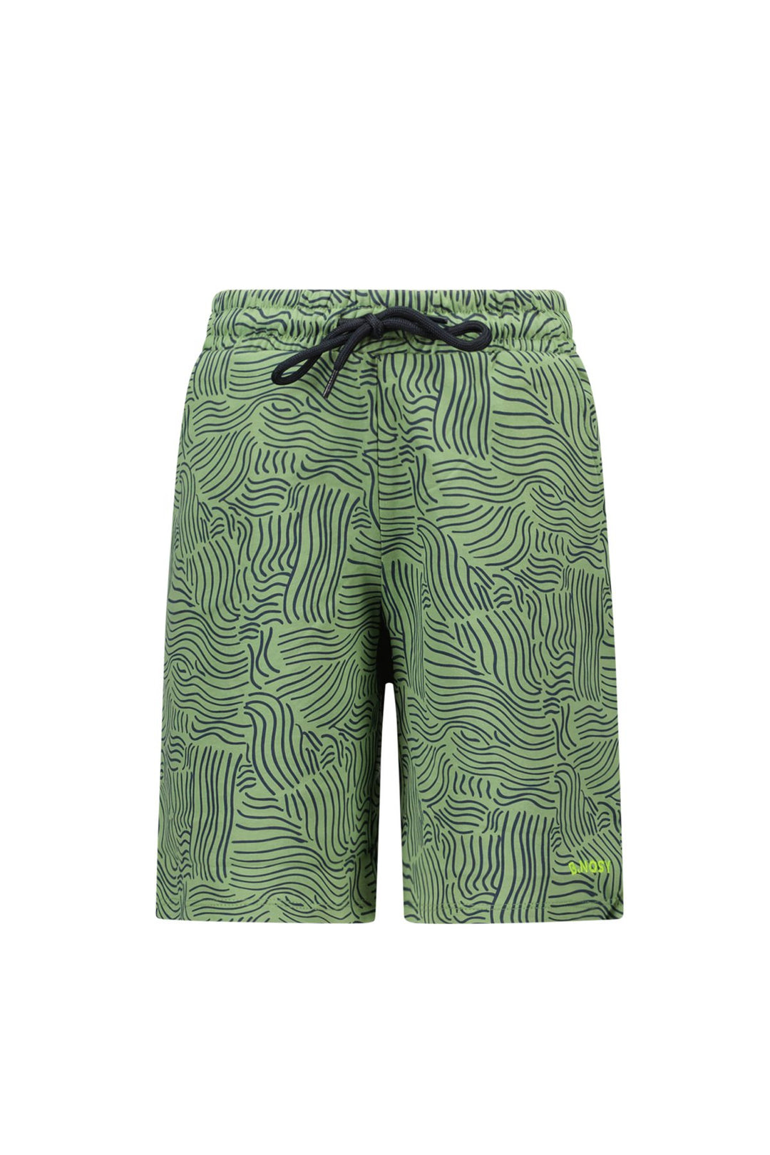 Green patterned shorts Paul with a drawstring on a white background