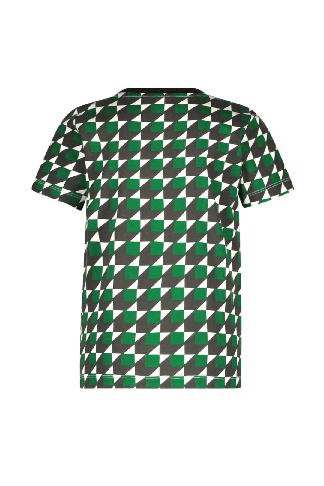 Green and black checkered t-shirt on a white background
