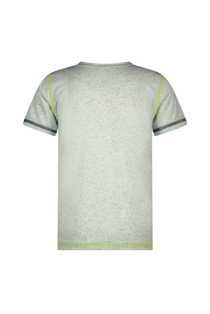 Grey t-shirt Tony by B.Nosy with green accents on a white background