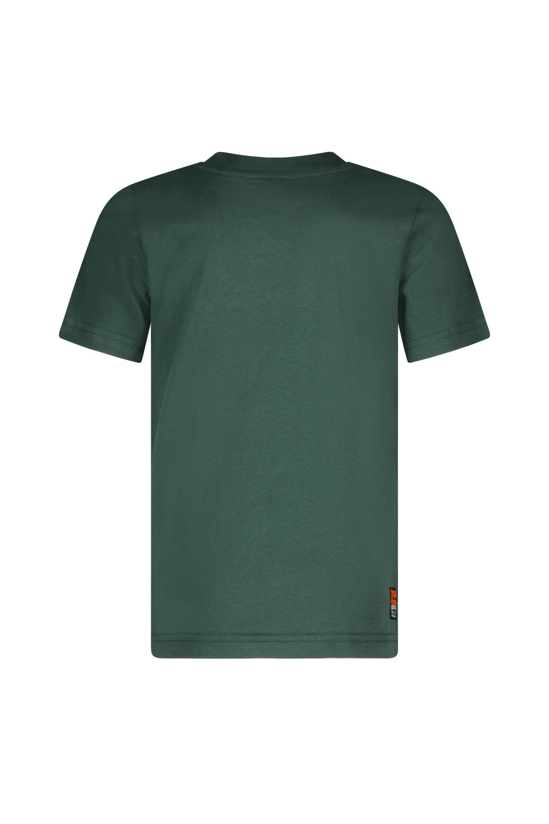 Back view of the boys' green t-shirt Jaimy on a white background