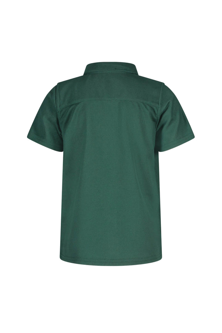 Back view of the green shirt on a white background