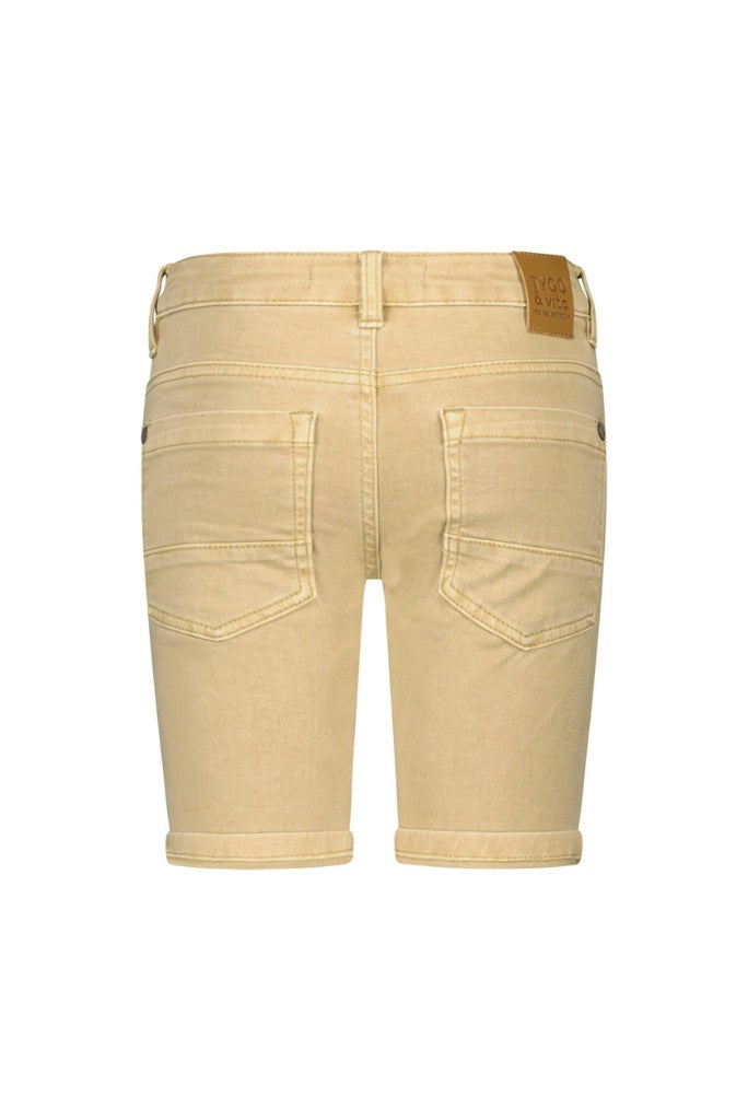 Quinn Slim Twill Shorts Beige | Back View