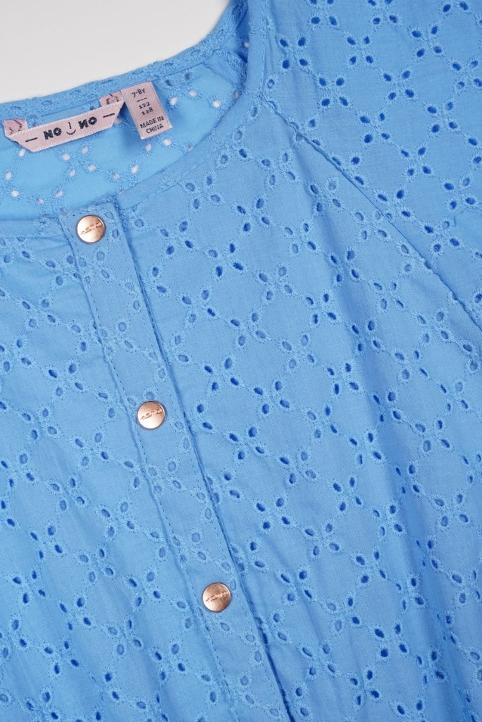 Siggy Fully Embroidered Dress Blue | Close View