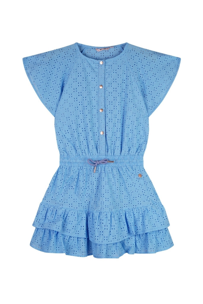 Siggy Fully Embroidered Dress Blue | Front  View