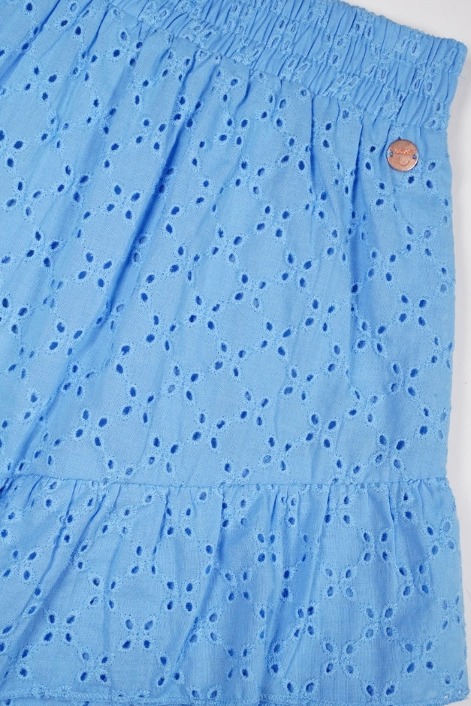 Naia Fully Embroidered Skirt Blue | Close View