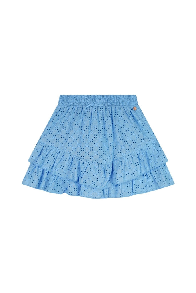 Naia Fully Embroidered Skirt Blue | Front View