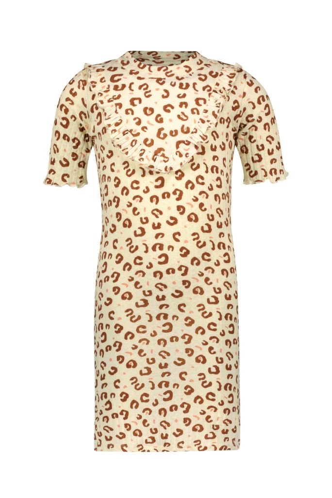 Girls Fancy Rib Leopard Dress by Like FLO | Front View